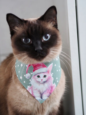 Christmas * Dog Bandana * Cat Bandana * Stars * Christmas Tree * green * Pink Paws