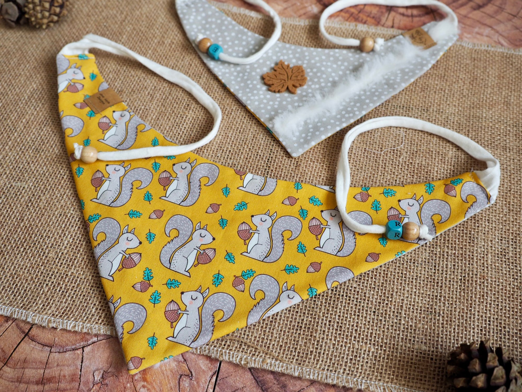 Autumn * Dog Bandana * Cat Bandana * Squirrel * Nuts * Cord * yellow * Nuts about you