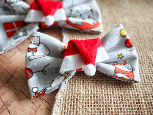 Christmas * Dog Bow * Cat Bow * grey * red * Purresents please!
