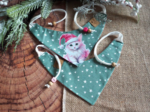 Christmas * Dog Bandana * Cat Bandana * Stars * Christmas Tree * green * Pink Paws