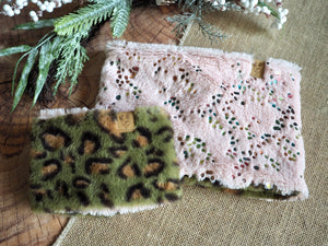 Winter * Dog Scarf * Dog Loop * pink * green * Leopard * Fierce & Fluffy