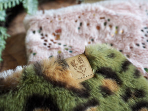 Winter * Dog Scarf * Dog Loop * pink * green * Leopard * Fierce & Fluffy