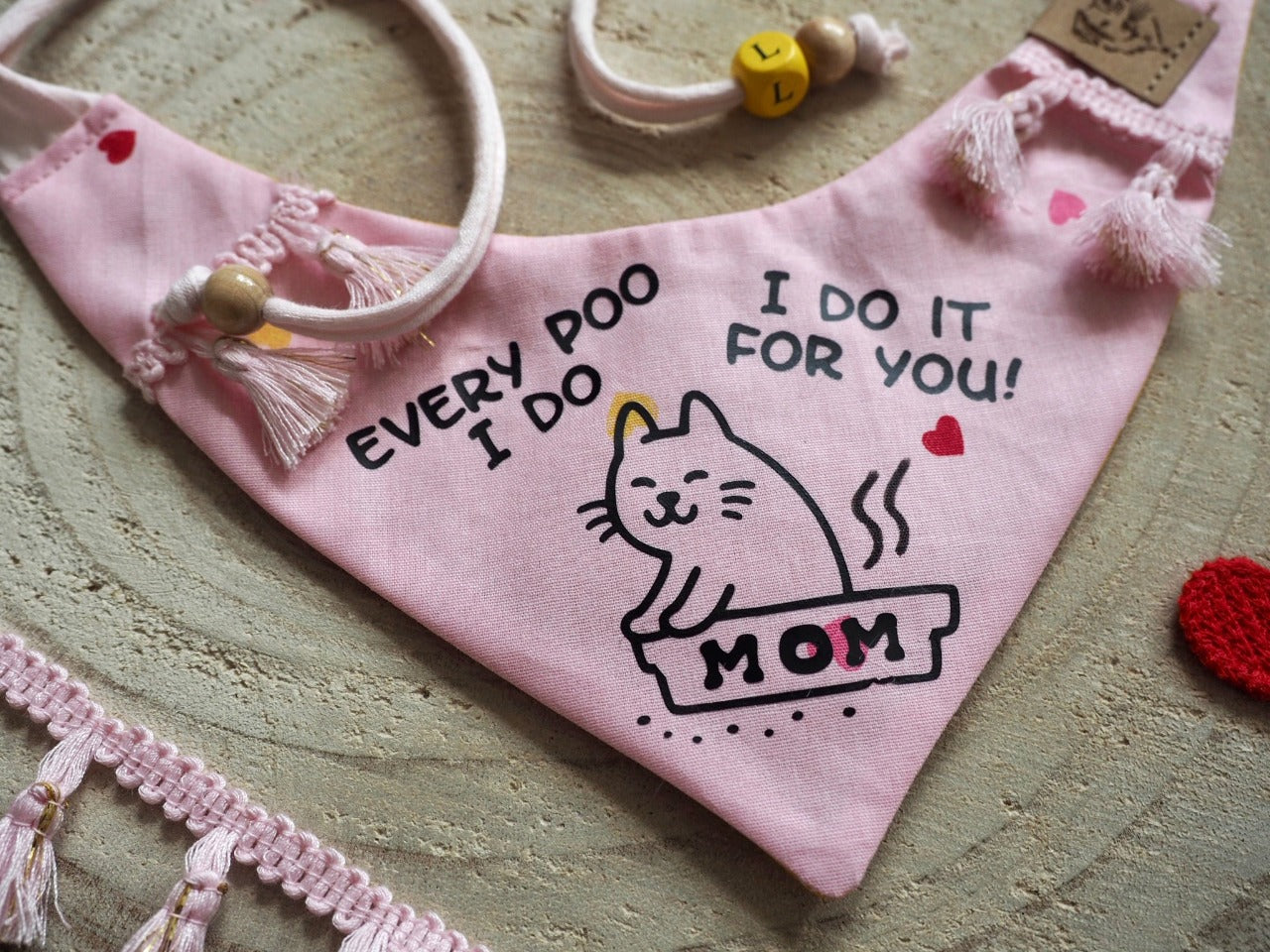 Handgemachtes Halstuch für Katzen in rosa zum Muttertag