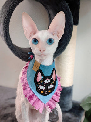 Halloween * Cat Bandana * skull * lila * Dia de los Meowtos