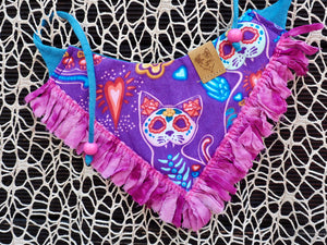 Halloween * Cat Bandana * skull * lila * Dia de los Meowtos