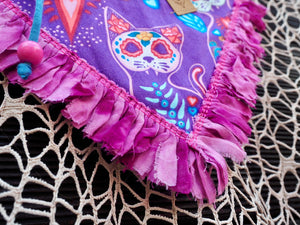 Halloween * Cat Bandana * skull * lila * Dia de los Meowtos