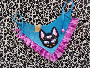 Halloween * Cat Bandana * skull * lila * Dia de los Meowtos