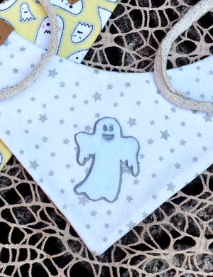 Halloween * Dog Bandana * Cat Bandana * Ghost * stars * silver * Un-Boo-Lievable