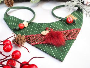 Christmas * Dog Bandana * Cat Bandana * Reindeer * checked * green * red * gold * Merry Fluffmas