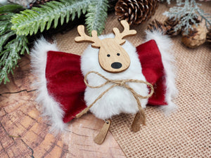 Christmas * Dog Bow * Cat Bow * Reindeer * Plush * Velvet * red * Fleece Navidad