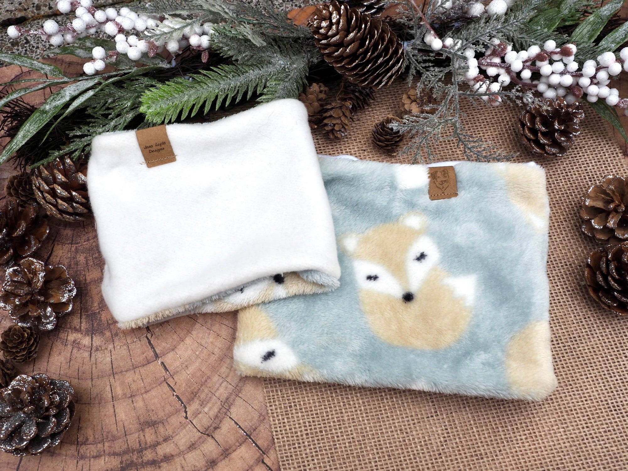 Winter * Dog Scarf * Dog Loop * Fox * Fleece * grey * Foxin' cute