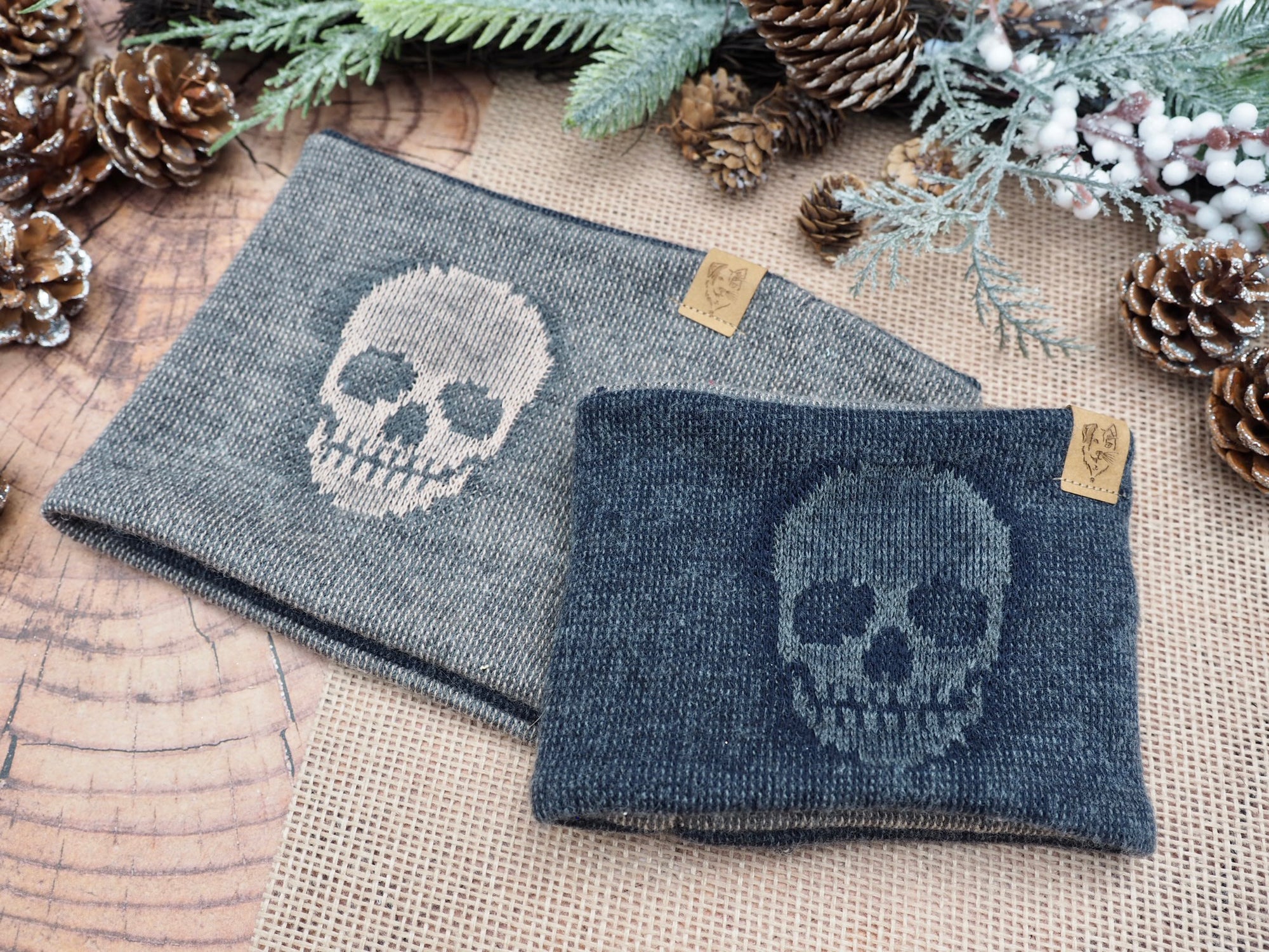 Winter * Dog Scarf * Dog Loop * Skull * blue * grey * Cold to the bone