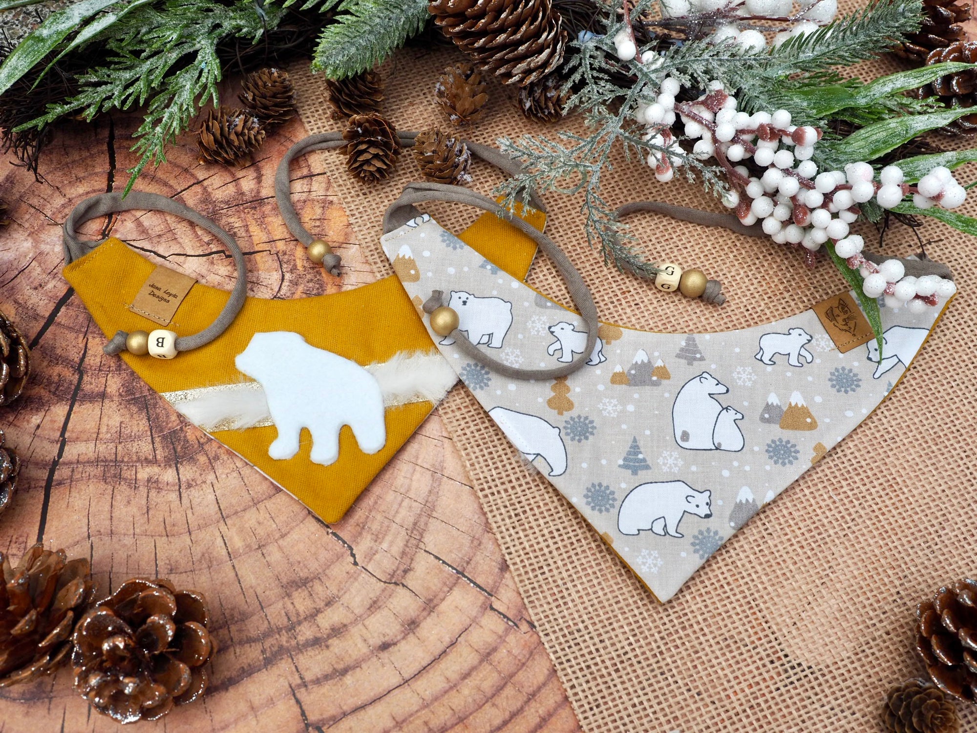 Winter * Dog Bandana * Cat Bandana * Polarbear * yellow * Glitter * Bear with me