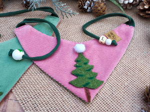 Christmas * Dog Bandana * Cat Bandana * Fir tree * Cord * rosa * green * One, Two, Tree!