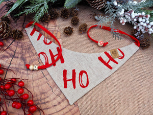 Christmas * Dog Bandana * Cat Bandana * checked * beige * red * Ho-ly moly!